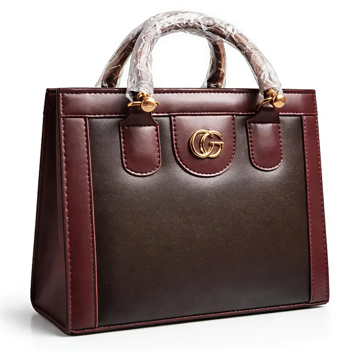 Bamboo Wood Handle Ladies Handbag – Elegant Structured Carry Bag with Shoulder Strap